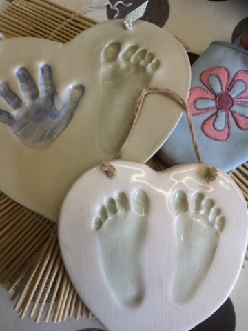 ceramic clay baby footprints and handprints