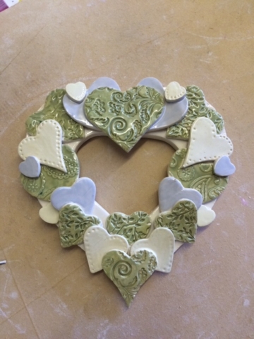 pottery  hand made clay ceramic heart gift wedding birthday workshop