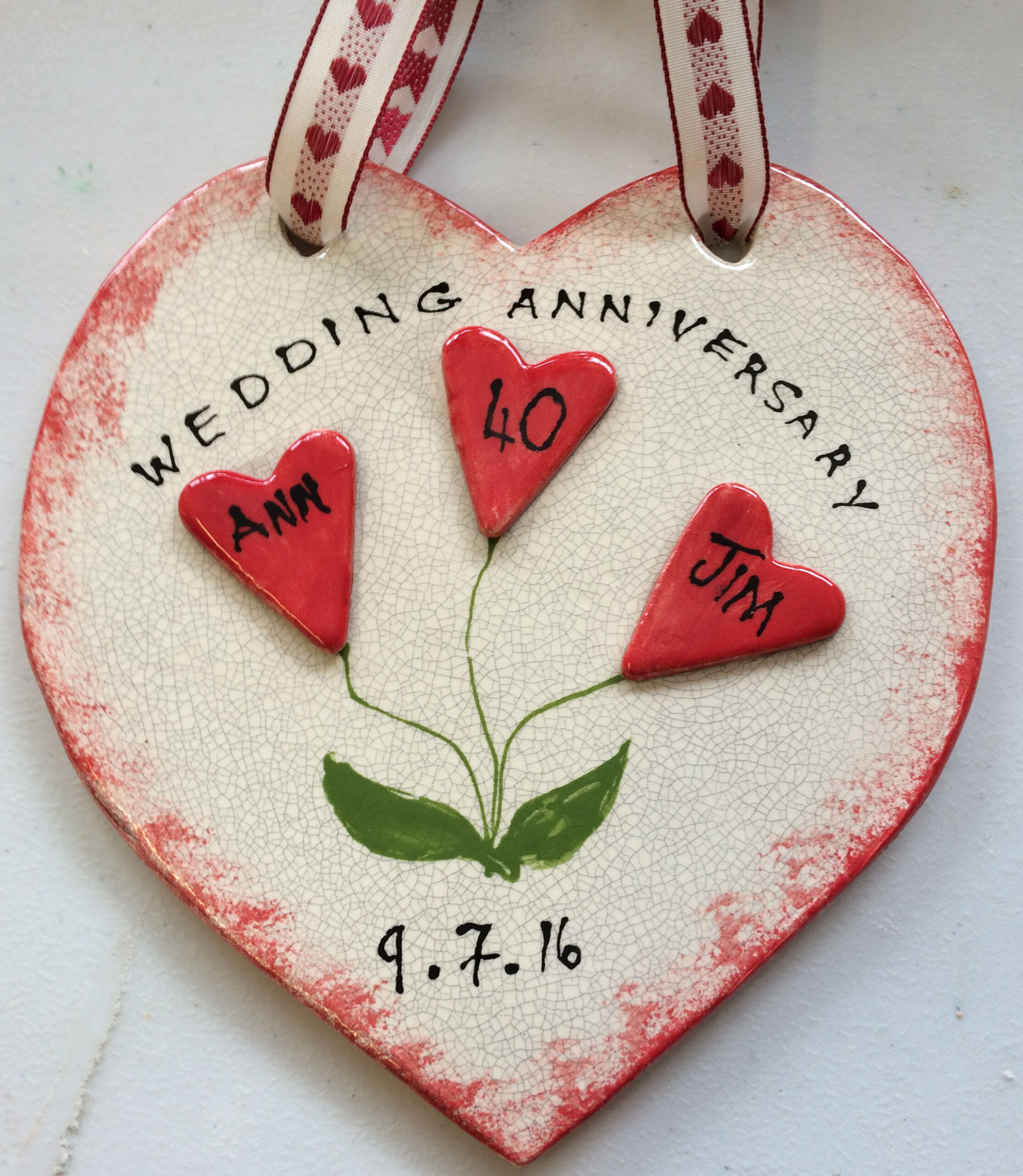 clay ceramic heart anniversary present workshop handmade