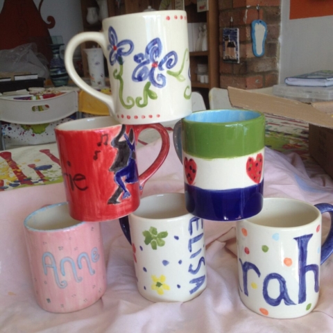 hen party painted mugs ceramic clay pottery sevenoaks kent