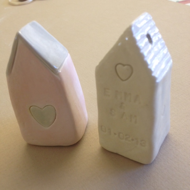 clay ceramic tiny houses personalised wedding favours