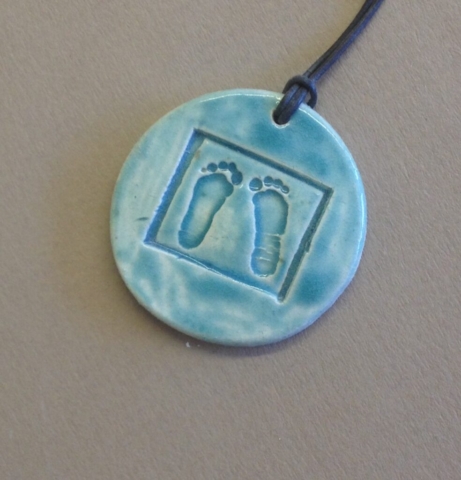 clay foot imprint pendant