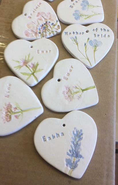 clay ceramic favours wedding hand made personalised