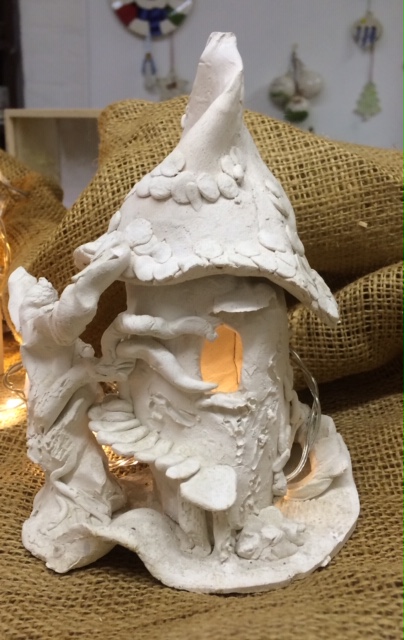 clay ceramic hand made fairy night light house workshop