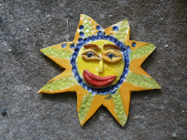 star sun clay ceramic face painted pottery sevenoaks kent