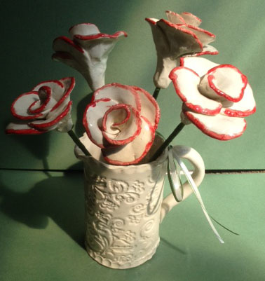 wedding gift hand made clay ceramic pottery roses