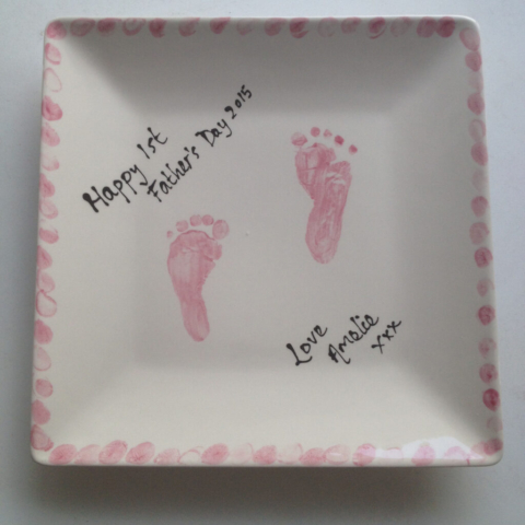 footprint on plate fathers day keepsake present