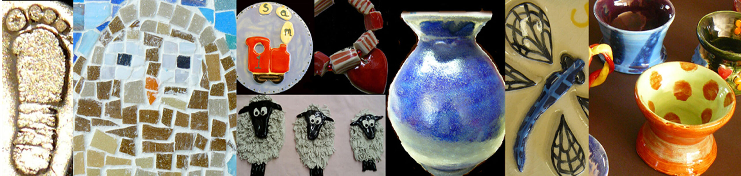 silver clay mosaic train clay ceramic sheep pottery pot dragonfly throw a pot at the studio workshops