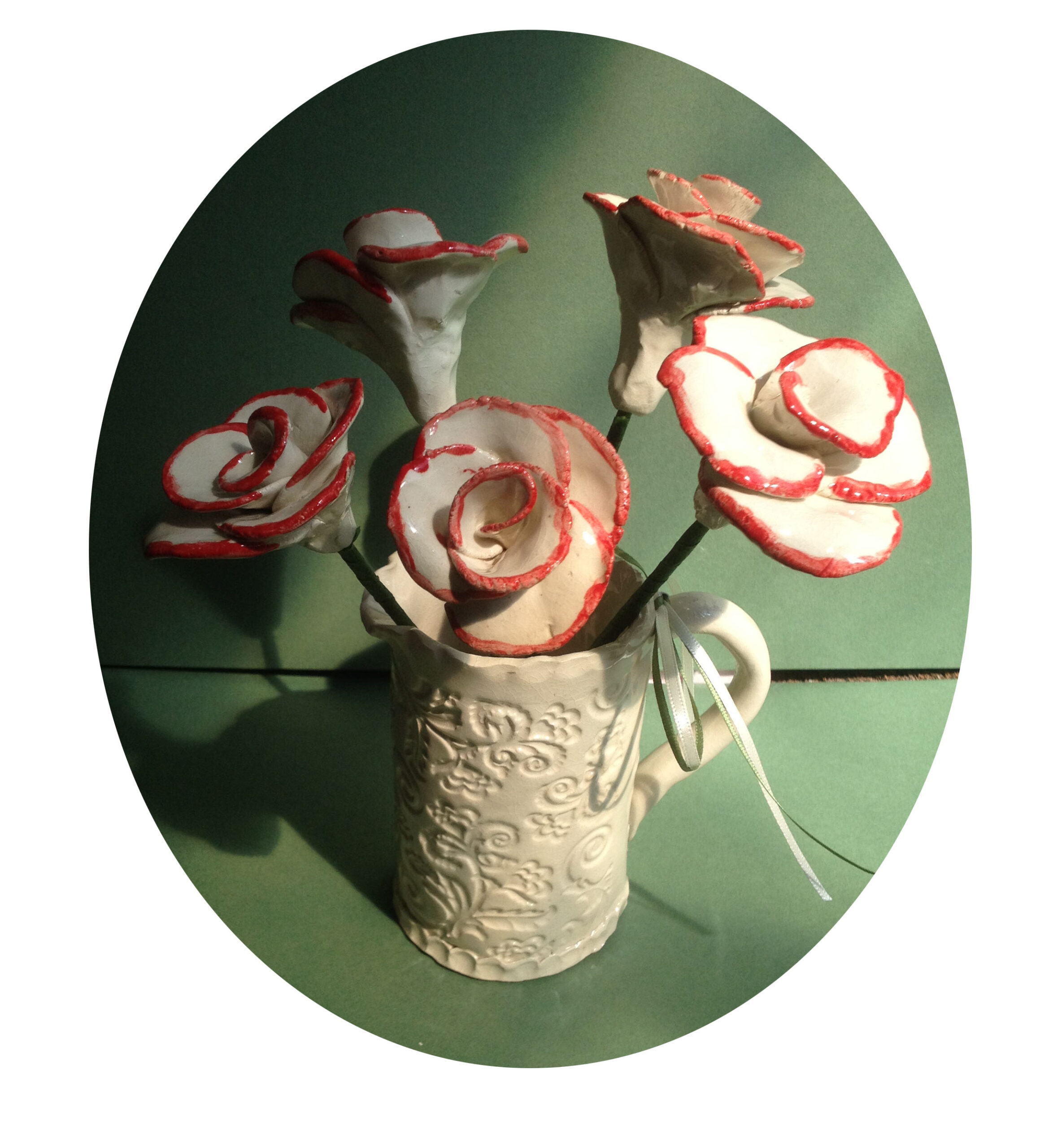 clay ceramic roses hand made pottery wedding anniversary gift sevenoaks