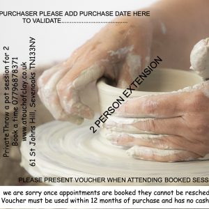 Voucher - pottery throw a pot session for 2 PLUS EXTENSION