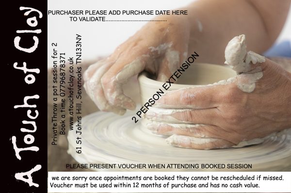 Voucher - pottery throw a pot session for 2 PLUS EXTENSION